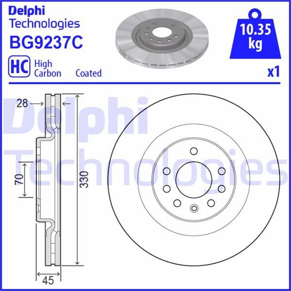 FREN DİSKİ TEKLİ PAKET - BOYALI. DELİKLİ ÖN OPEL CORSA 01/2015 > | OEM:569129-95517219
