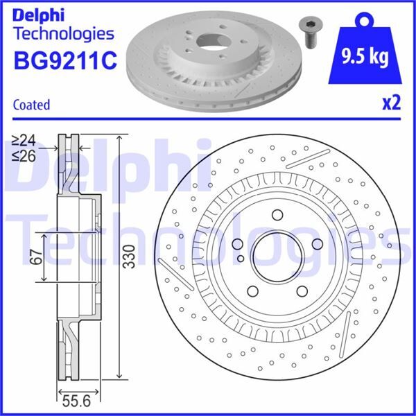 FREN DİSKİ TEKLİ PAKET - BOYALI. DELİKLİ ARKA MERCEDES C63 02/2008 > | OEM:2044230412-A2044230412