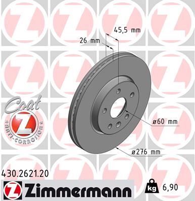 ÖN FREN AYNASI ASTRA J 10> CRUZE 09> AVEO 11> 276x26x5DL 15 İNÇ HAVALI 95526655 | OEM:13502044-13502045-569069-569073