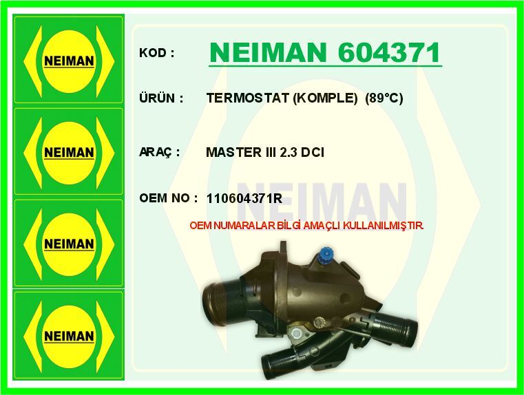 TERMOSTAT 89 C RENAULT MASTER III 10> 2.3dCi NISSAN NAVARA YS23 15> 2.3L | OEM:110604371R-110609356R-1106100Q2B