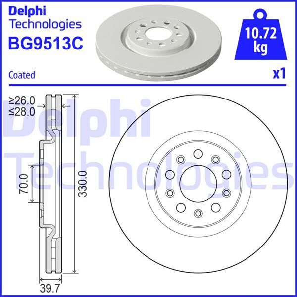 FREN DİSKİ TEKLİ PAKET - BOYALI. DELİKLİ ÖN JEEP COMPASS.RENEGADE 08/2020> | OEM:52109375-52155731-68489377AA