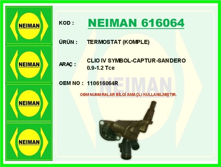 TERMOSTAT VANASI RENAULT CLIO IV 12> SYMBOL III 14> CAPTUR I 13> DACIA SANDERO II 13> LOGAN II 13> 0.9TCe | OEM:110616064R
