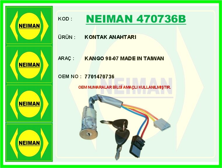 KONTAK ANAHTARI KANGO 98-07 MADE IN TAIWAN | OEM:7701470736