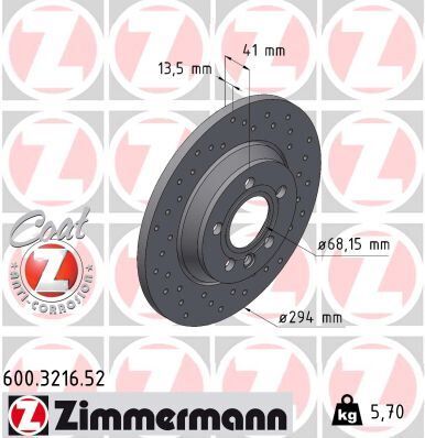 ARKA FREN AYNASI SHARAN-T4-GALAXY-ALHAMBRA 1.8ie 20V-2.0-1.9TDI-2.8 V6 00> 294x13.5x5DL DELİKLİ 986478569-DF4208 | OEM:1140278-7D0615601C-7D0615601A