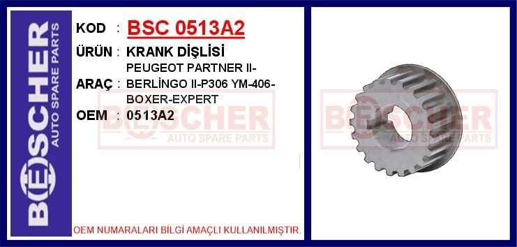 KRANK DİŞLİSİ PARTNER-BERLINGO-C4 I-II-C5-I-II-IIII-C6-C8-DS4-DS5-JUMPER-JUMPY-XSARA- 2.0-2.2 HDI 1. 9 DW8 | OEM:0513.A2-0513.A9-0513.99