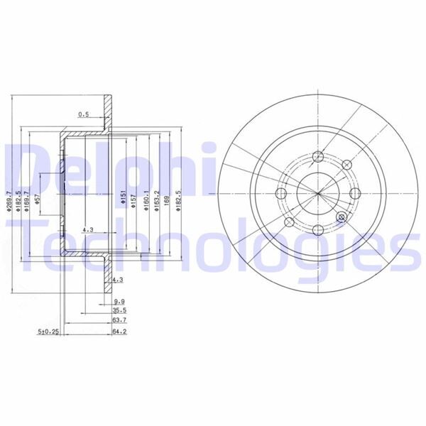 ARKA FREN AYNASI VECTRA B 96-02 270 x 10 x 4DL DOLU 90495268 | OEM:569209-90512909-93182288-569117
