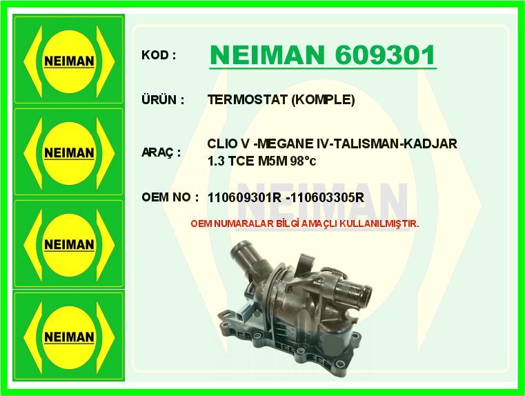 TERMOSTAT 89 C KOMPLE DUSTER II 19>MEGANE IV 15>KADJAR 15> TALISMAN 15> 1.3 TCE H5H | OEM:110603305R-110609301R
