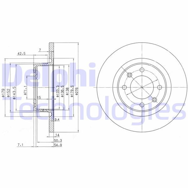 ARKA FREN AYNASI C5 2.2 HDI-2.0 HDI-1.8 16V-3.0 V6-2.0 16V HPI-2.0 16V 01> 276x14x4DLxHAVALI | OEM:4246.W4-1618861680