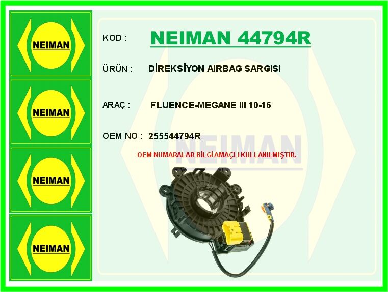 DİREKSİYON AIRBAG SARGISI FLUENCE-MEGANE III 10-16 | OEM:255544794R