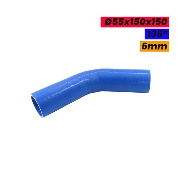 DİRSEK SİLİKON HORTUM 55x150x150 135 DERECE 5mm