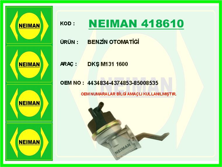 BENZİN OTOMATİĞİ DKŞ M131 1600 | OEM:4434834-4374853-85008535