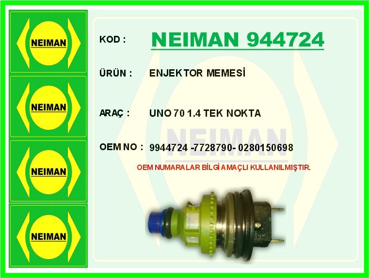 ENJEKTOR MEMESİ UNO 70 1.4 TEK NOKTA | OEM:9944724-7728790-0280150698