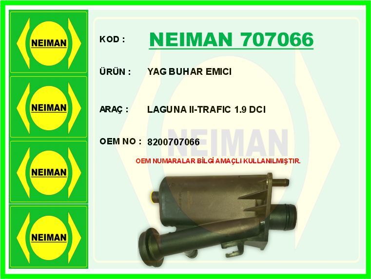YAG BUHAR EMICI LAGUNA II-TRAFIC 1.9 DCI | OEM:8200707066