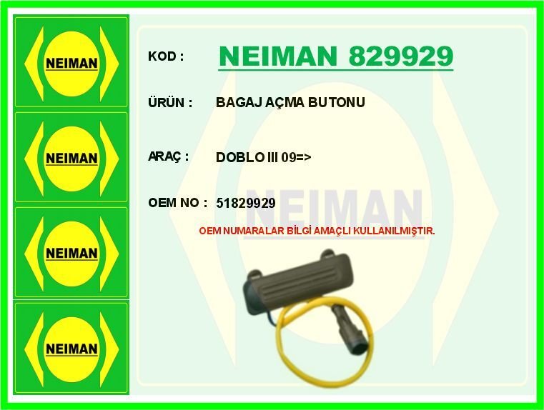 BAGAJ AÇMA BUTONU DOBLO III 09 > | OEM:51829929