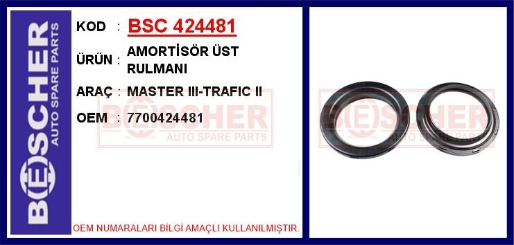AMORTİSÖR ÖN RULMANI RENAULT MASTER III 10> LAGUNA II 01>05 ESPACE IV 03>05 VEL SATIS 04> | OEM:7700424481