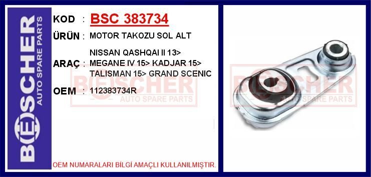 MOTOR TAKOZU SOL ALT NISSAN QASHQAI II 13> RENAULT MEGANE IV 15> KADJAR 15> TALISMAN 15> GRAND SCENIC 15> 1.2 TCE 1.3 TCE 1.5 DCI 1.6 DCI | OEM:112383734R