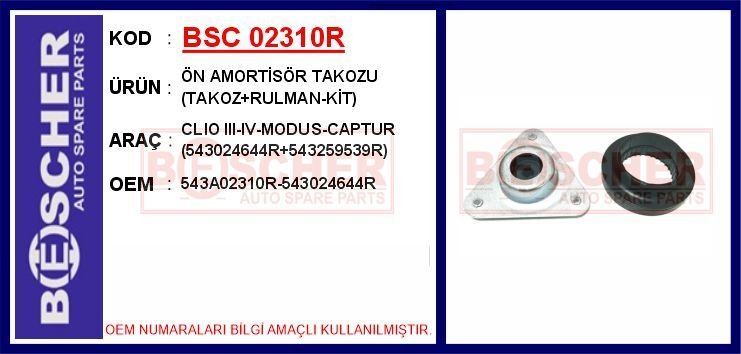ÖN AMORTİSÖR TAKOZU TAKOZ RULMAN-KİT CLIO III-IV-MODUS-CAPTUR 543024644R 543259539R | OEM:543A02310R-543024644R