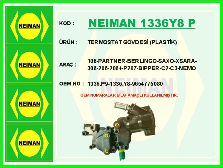TERMOSTAT GÖVDESİ PLASTİK 106-PARTNER-BERLINGO-SAXO-XSARA-306-206-206 -P207-BIPPER-C2-C3-NEMO | OEM:1336.P9-1336.Y8-9654775080