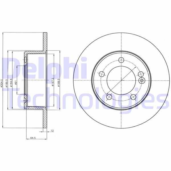 ARKA FREN AYNASI RENAULT MASTER III 10> OPEL MOVANO B 13> 2.3dCi 305x12x71.5 5 DELİK TEK TEKER | OEM:432064087R-4421080-93168847