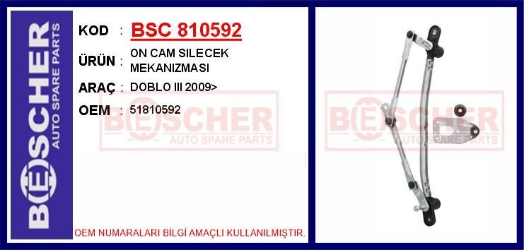 ÖN CAM SILECEK MEKANIZMASI FIAT DOBLO III 10> MOTORSUZ | OEM:51810592
