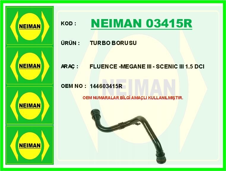 TURBO BORUSU FLUENCE 09> MEGANE III 09> SCENIC III 09> 1.5 DCI | OEM:144603415R