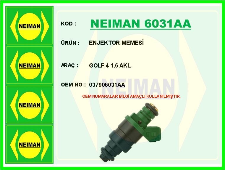 ENJEKTOR MEMESİ GOLF 4 1.6 AKL | OEM:037906031AA