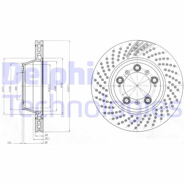 FREN DİSKİ TEKLİ PAKET - BOYALI. DELİKLİ ARKA PORSCHE 911 03/1999 > | OEM:99635240500