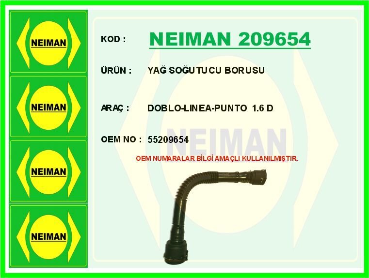 YAĞ SOĞUTUCU BORUSU DOBLO-LINEA-PUNTO 1.6 D | OEM:55209654