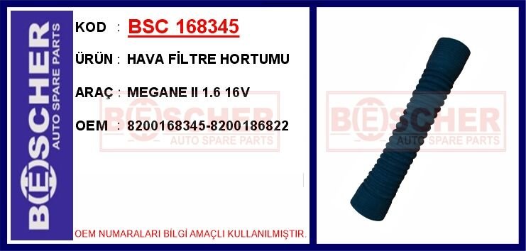 HAVA FİLTRE HORTUMU MEGANE II 1.6 16V | OEM:8200168345-8200186822
