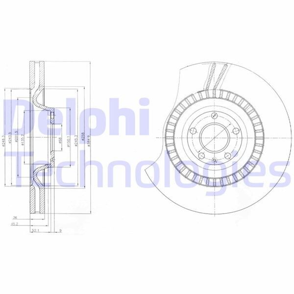 FREN DİSKİ TEKLİ PAKET - BOYALI. DELİKLİ ÖN AUDI S6 07/2006 > | OEM:4F0615301J
