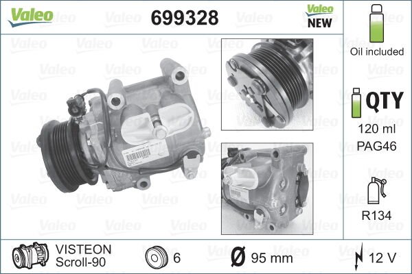 KOMPRESÖR KLİMA MONDEO 01> KASNAK: 95MM | OEM:1710586-1S7H19D629CF
