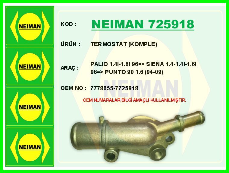 TERMOSTAT KOMPLE PALIO 1.4I-1.6I 96 > SIENA 1.4-1.4I-1.6I 96 > PUNTO 90 1.6 94-09 | OEM:7778655-7725918