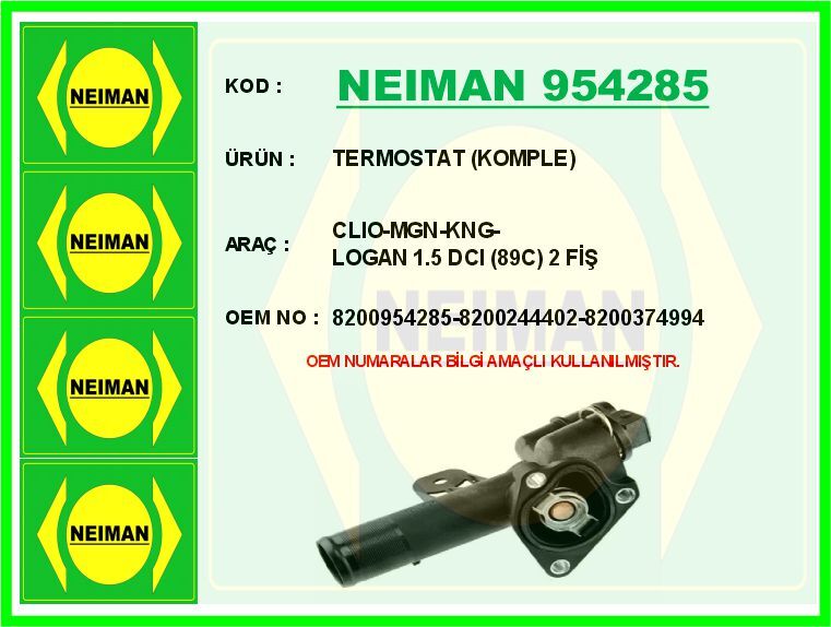 TERMOSTAT KOMPLE CLIO-MGN-KNG-LOGAN 1.5 DCI 89C 2 FİŞ | OEM:8200954285-8200244402-8200374994