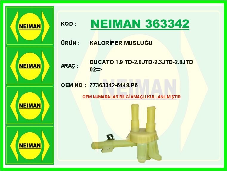 KALORİFER MUSLUĞU DUCATO 1.9 TD-2.0JTD-2.3JTD-2.8JTD 02 > | OEM:77363342-6448.P6