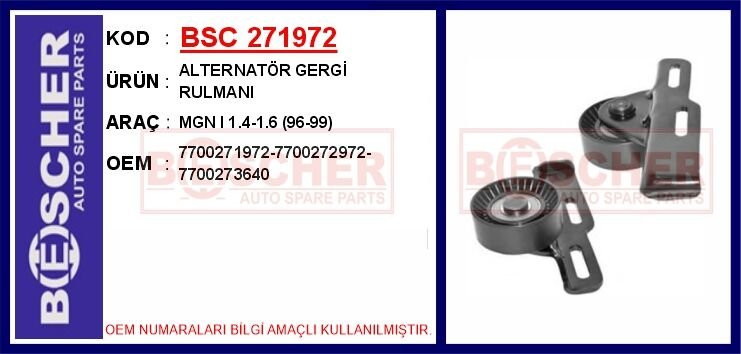 ALTERNATÖR GERGİ RULMANI MGN I 1.4-1.6 96-99 | OEM:7700271972-7700272972-7700273640