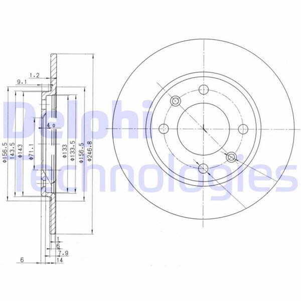ARKA FREN AYNASI PEUGEOT P205 86>98 P309 85>93 DOLU 247x71x4DL | OEM:4246.H0-4246.99-1618862080-E169253