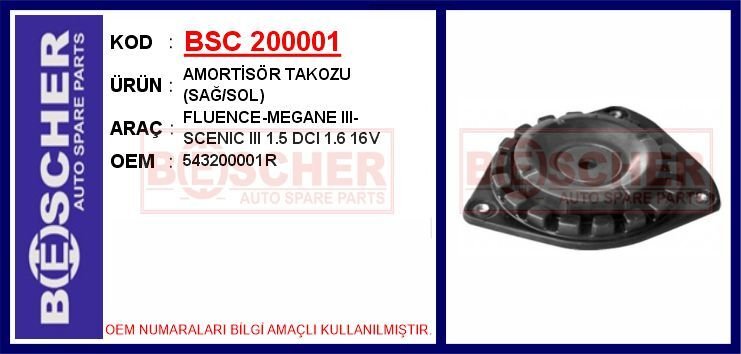 AMORTİSÖR TAKOZU SAĞ/SOL FLUENCE-MEGANE III-SCENIC III 1.5 DCI 1.6 16V | OEM:543200001R