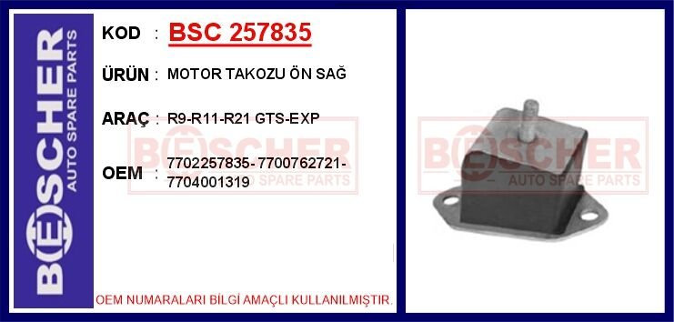 MOTOR TAKOZU ÖN SAĞ R9-R11-R21 GTS-EXP | OEM:7704001319-7702257835