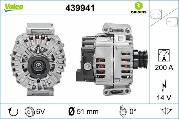 ALTERNATOR 14V 200A MERCEDES W205 C218 W212 C207 C253 W447 B906 | OEM:A0009062822