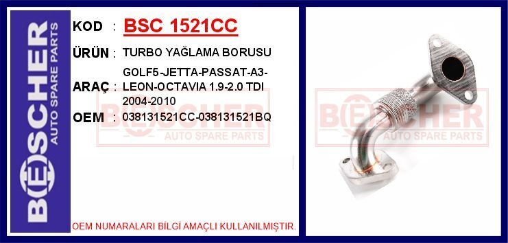 EGR BORUSU GOLF5-JETTA-PASSAT-A3-LEON-OCTAVIA 1.9-2.0 TDI 2004-2010 | OEM:038131521CC-038131521BQ