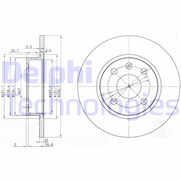ARKA FREN AYNASI CORSA C 1.0 1.4-1.7 DI DTI 1.8 09/00 > COMBO C 02> 1.2 1.3 CDTİ 02 > TIGRA 04> 240 x10x4DL | OEM:569112-9196592