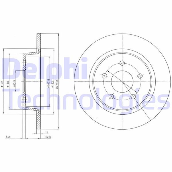 ARKA FREN DISK AYNASI YENI CONNECT CHC 1.6 /1.5 TDCI 15> C-MAX 12> KUGA II 13>20 GRAND C-MAX 11> MERKEZLEME CAPI 63.5 mm YUKSEKLIK 50.8 mm 5 Delik DIS CAP 279.8 | OEM:DV612A315BA-AV612A3315BA-1683383