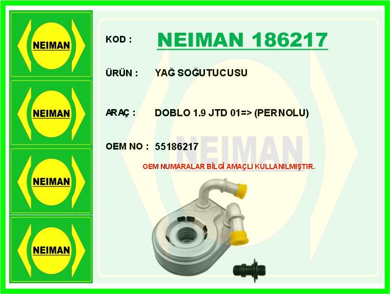 YAĞ SOĞUTUCUSU DOBLO 1.9 JTD 01 > PERNOLU | OEM:55186217