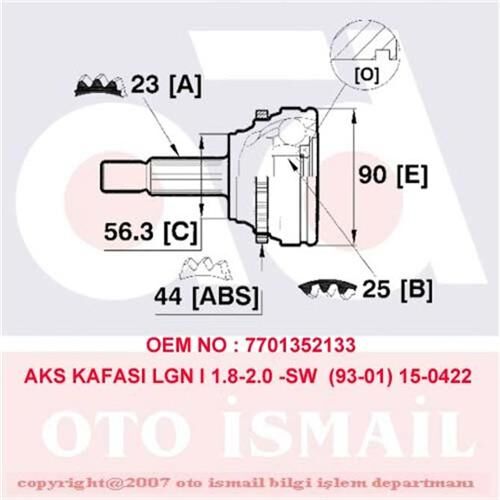 AKS KAFASI DIŞ LGN I 1.8-2.0-2.2D-2.2DT 93-01 -MGN SCENIC 1.9DTI 97-99 -SCENIC I 1.9DTI 99-03 | OEM:7701352133