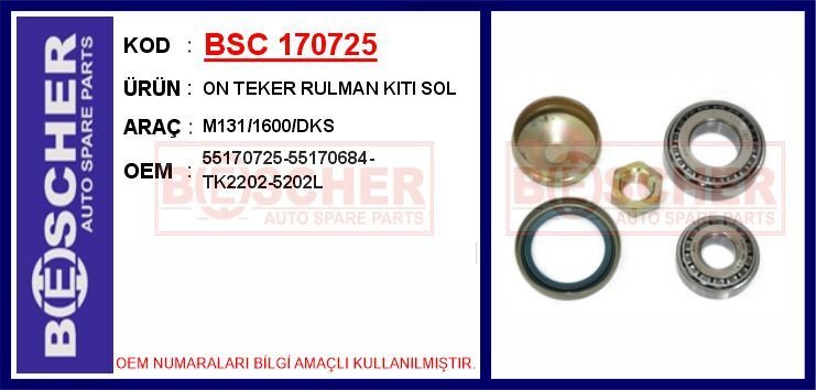 ON TEKER RULMAN KITI SOL M131/1600/DKS | OEM:55170725-55170684-TK2202-5202L