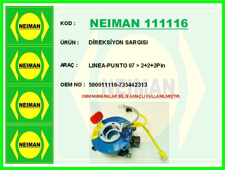 DİREKSİYON SARGISI LINEA-PUNTO 07 > 2 2 2Pin | OEM:590011116-735442313