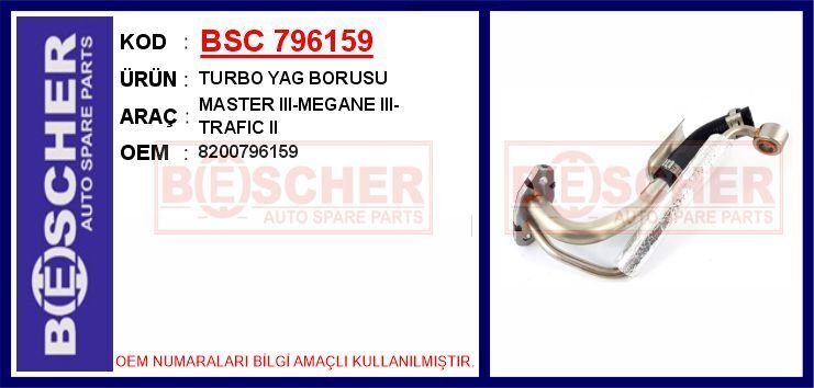 TURBO YAG BORUSU MASTER III-MEGANE III-TRAFIC II | OEM:8200796159