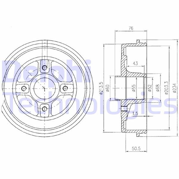 FREN KAMPANASI ARKA RENAULT KANGOO 97> - 203.3 / 50.5 MM | OEM:7700304984-4320000QAG