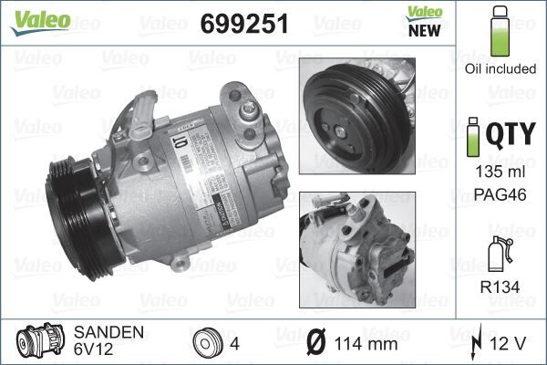 KLİMA KOMPRESÖRÜ OPEL ASTRA G 98>04 1.7 CDTI | OEM:1854088-1854103-90559889-9174397