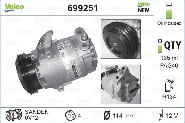 KLİMA KOMPRESÖRÜ OPEL ASTRA G 98>04 1.7 CDTI | OEM:1854088-1854103-90559889-9174397